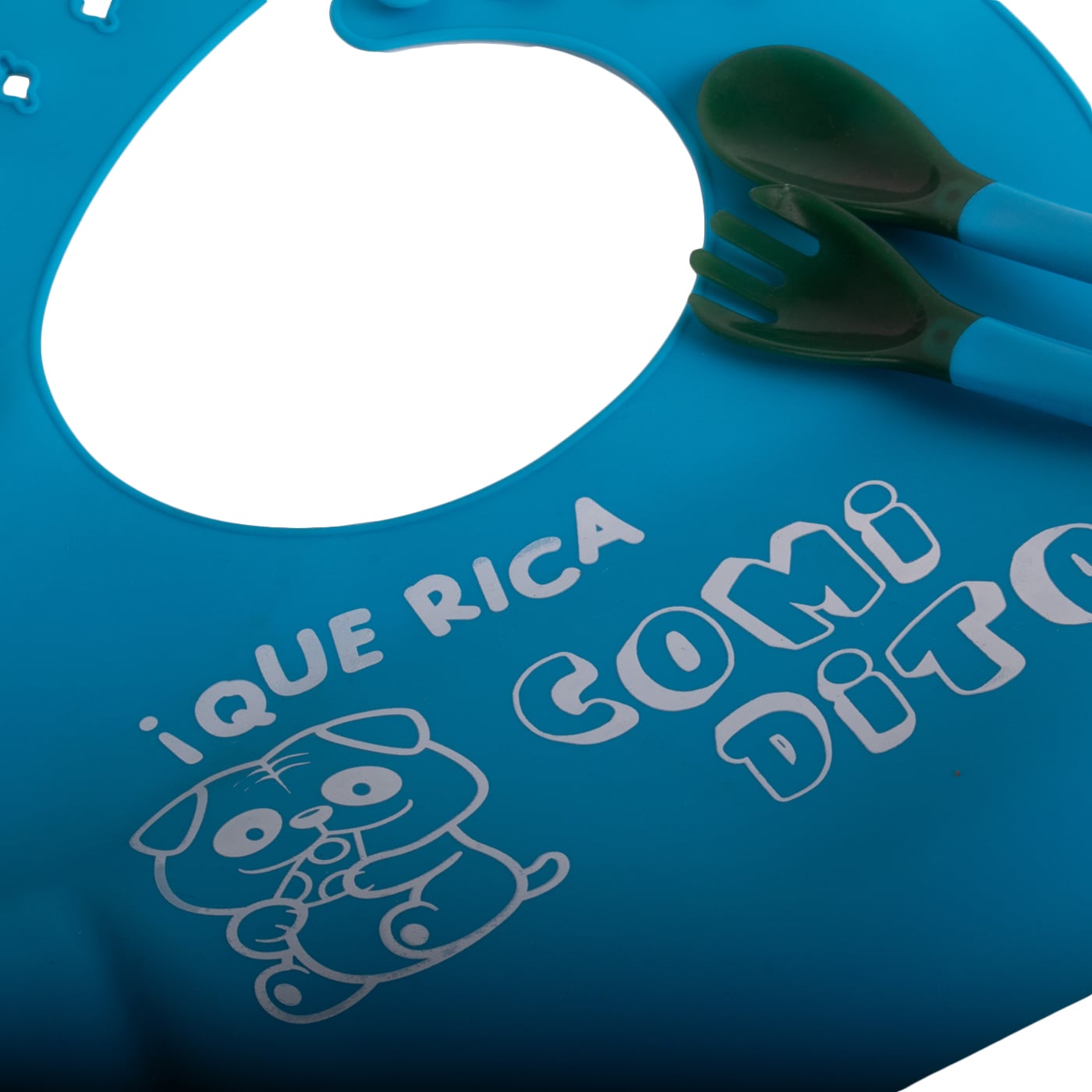 SET BABERO Y CUBIERTOS BEBÉ NIÑO AZUL PILLIN - 6