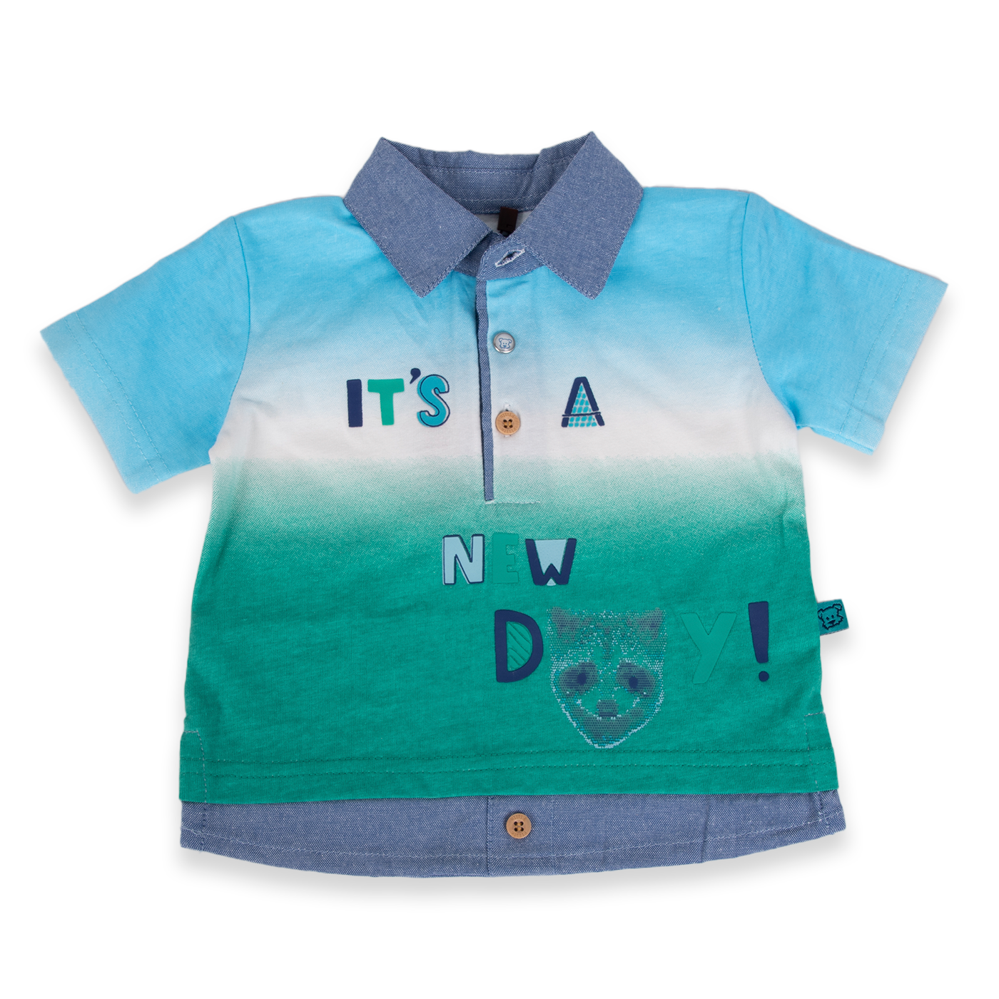POLERA MANGA CORTA ALGODÓN NIÑO PILLÍN PVA626-24AZU BEBÉ AZUL - 1