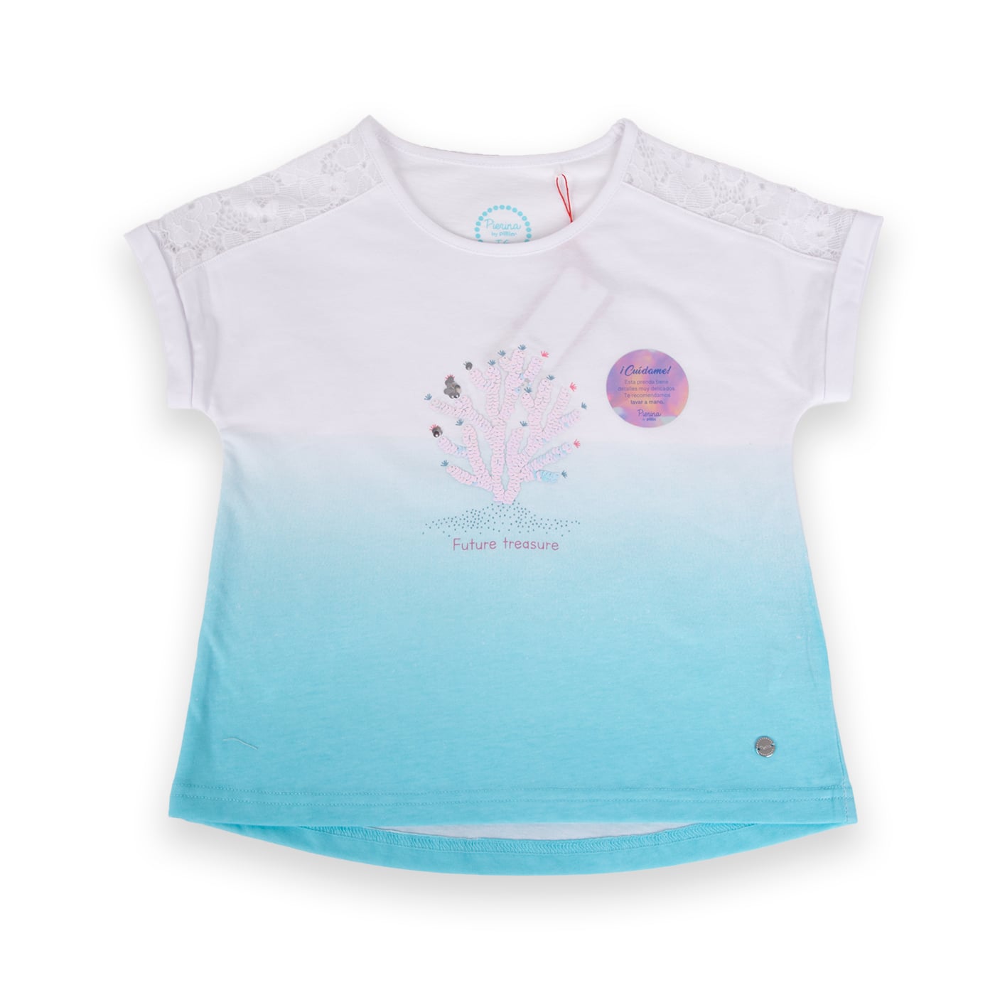 POLERA ALGODÓN NIÑA PILLÍN PVA648-24CAL TURQUESA - 1