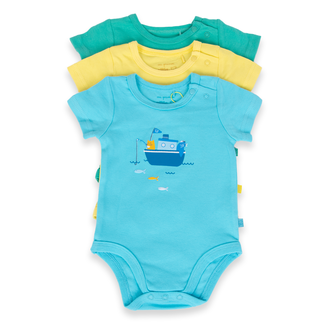 SET BODY ALGODON NIÑO PILLIN MULTICOLOR PVA204-24SUR 3 PZAS BEBE - 1