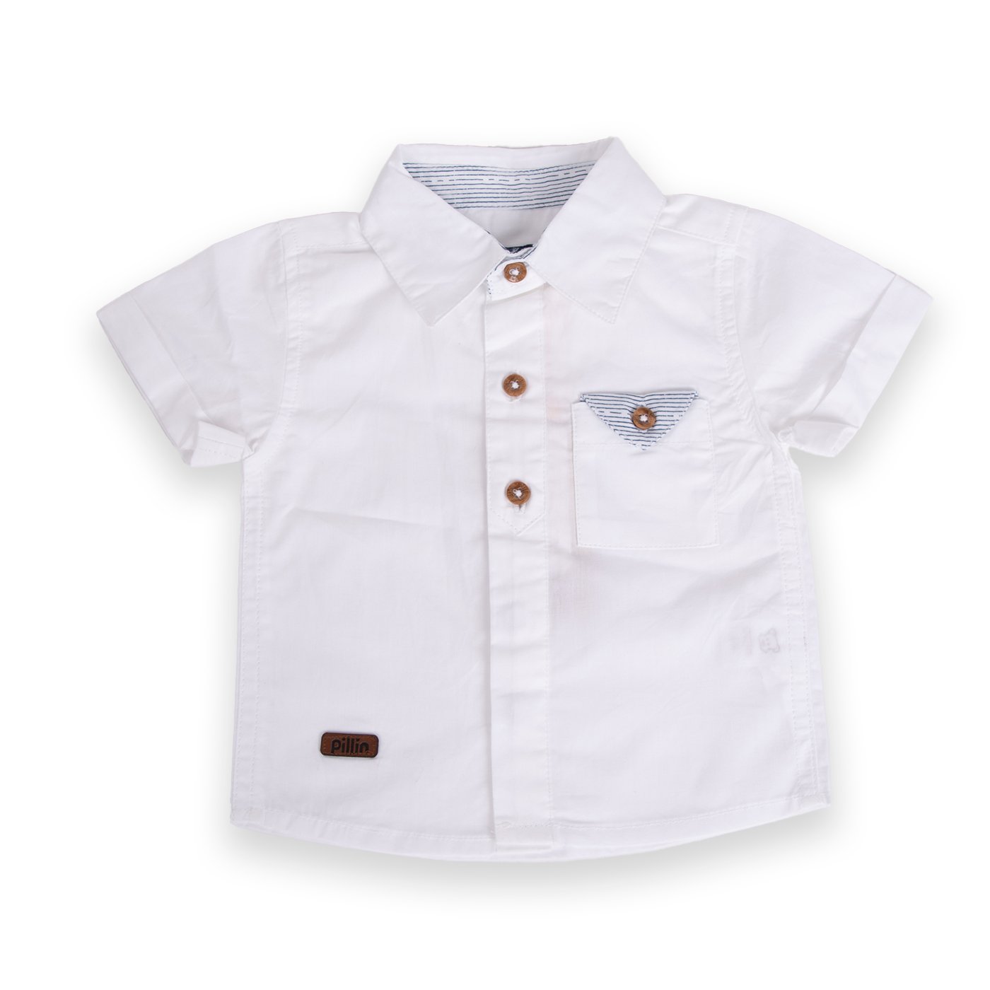 CAMISA MANGA CORTA ALGODÓN NIÑO PILLÍN PVA811-24BCO BEBÉ - 1
