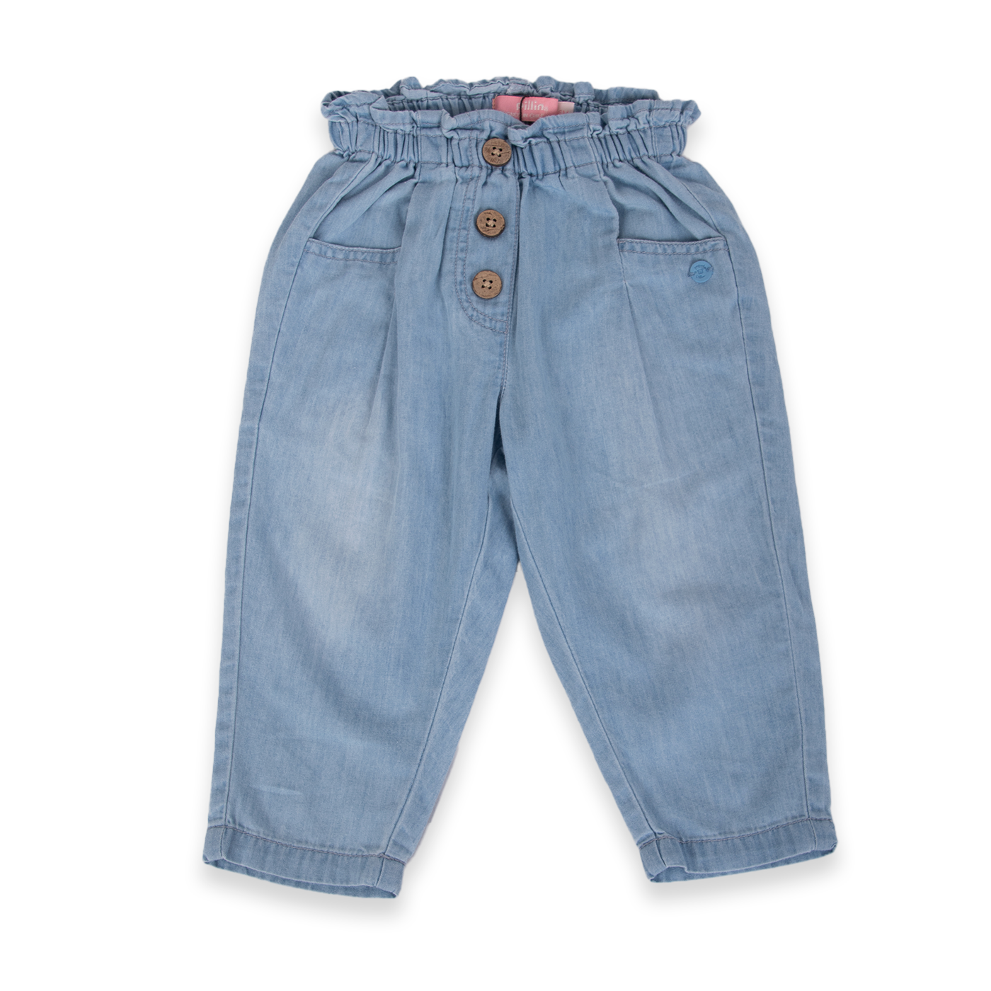 PANTALÓN ALGODÓN NIÑA PILLÍN CELESTE BEBÉ PVA707-24CEL - 1