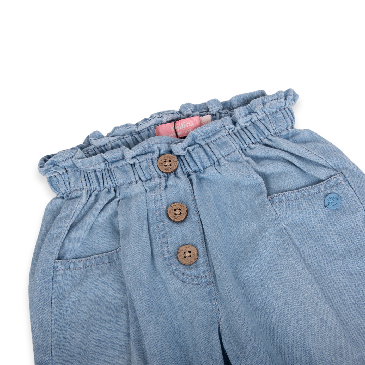 PANTALÓN ALGODÓN NIÑA PILLÍN CELESTE BEBÉ PVA707-24CEL - 2