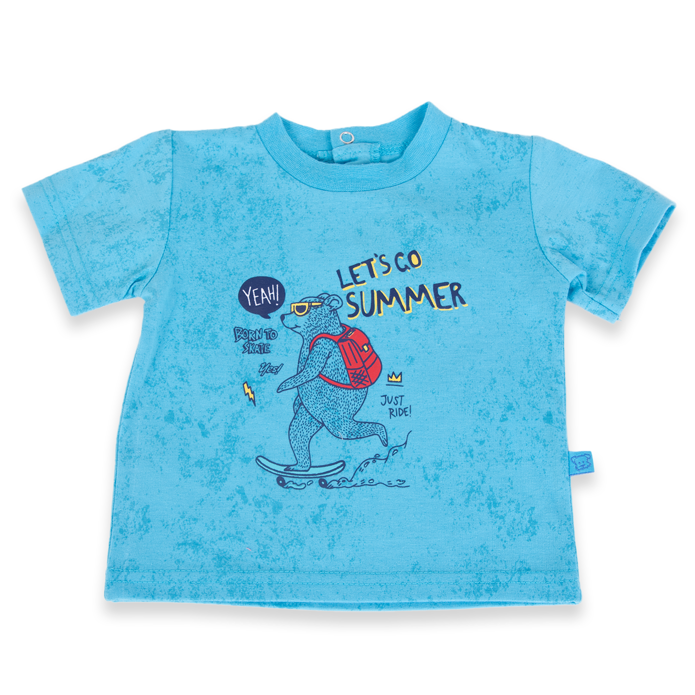 POLERA MANGA CORTA ALGODÓN NIÑO PILLÍN PVA625-24CEL BEBÉ CELESTE - 1