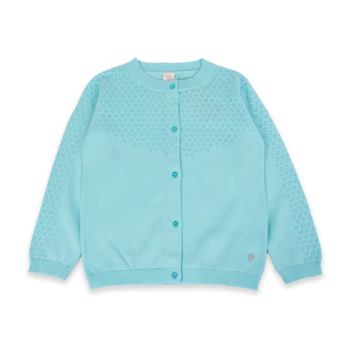 SWEATER MANGA LARGA ALGODÓN NIÑA PILLÍN PVA902-24CAL CHALECO TURQUESA - 1