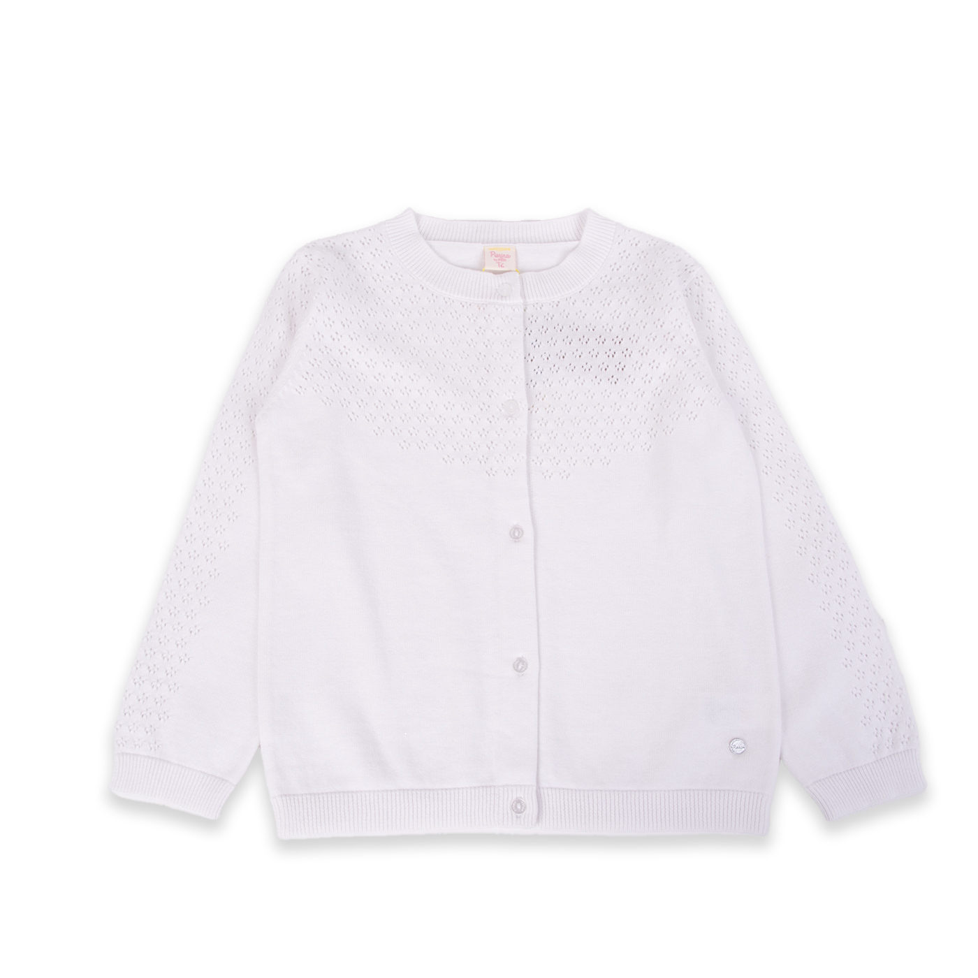 SWEATER MANGA LARGA ALGODÓN NIÑA PILLÍN PVA902-24BCO CHALECO BLANCO - 1