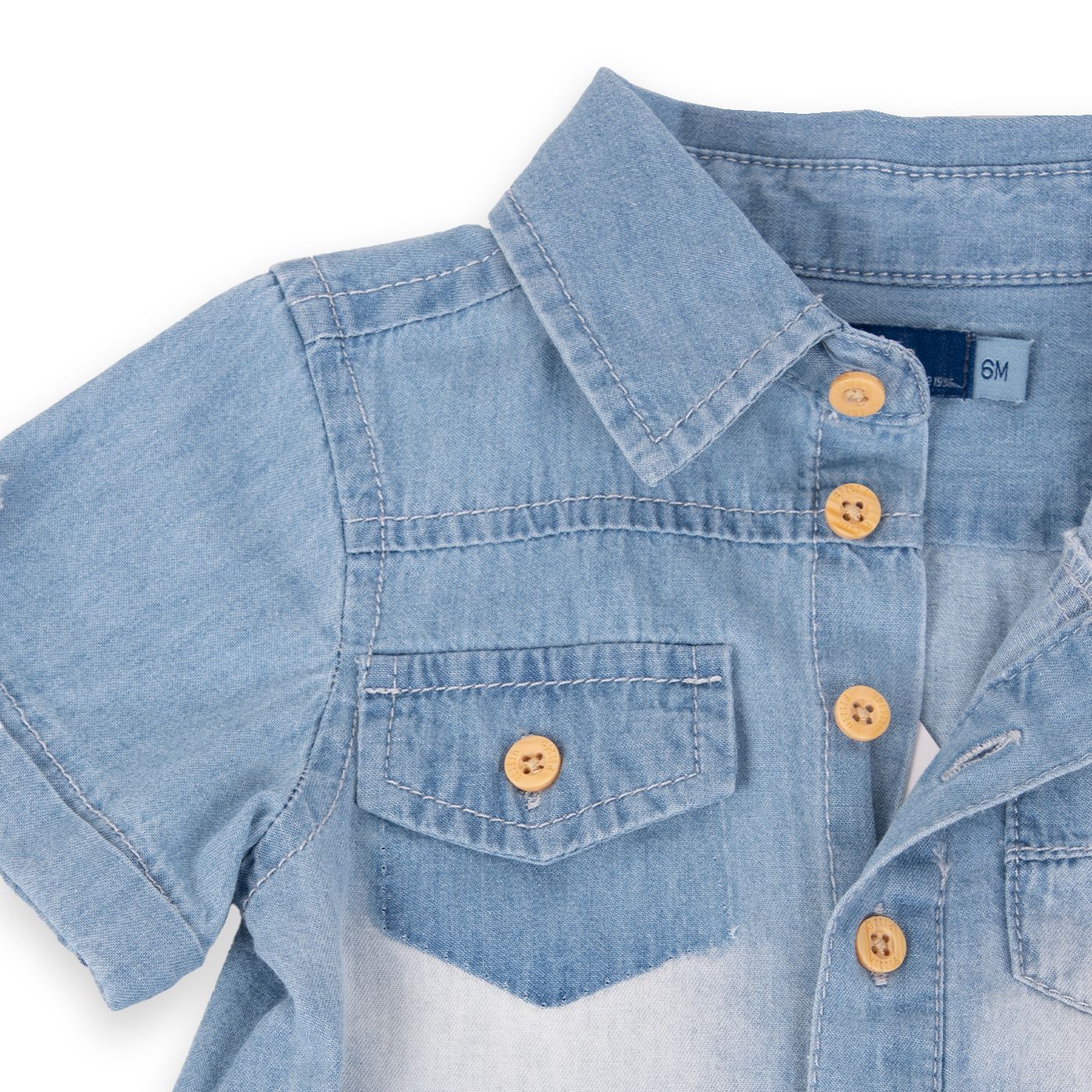 CAMISA MANGA CORTA ALGODÓN NIÑO PILLÍN PVA720-24DEN BEBÉ DENIM - 2