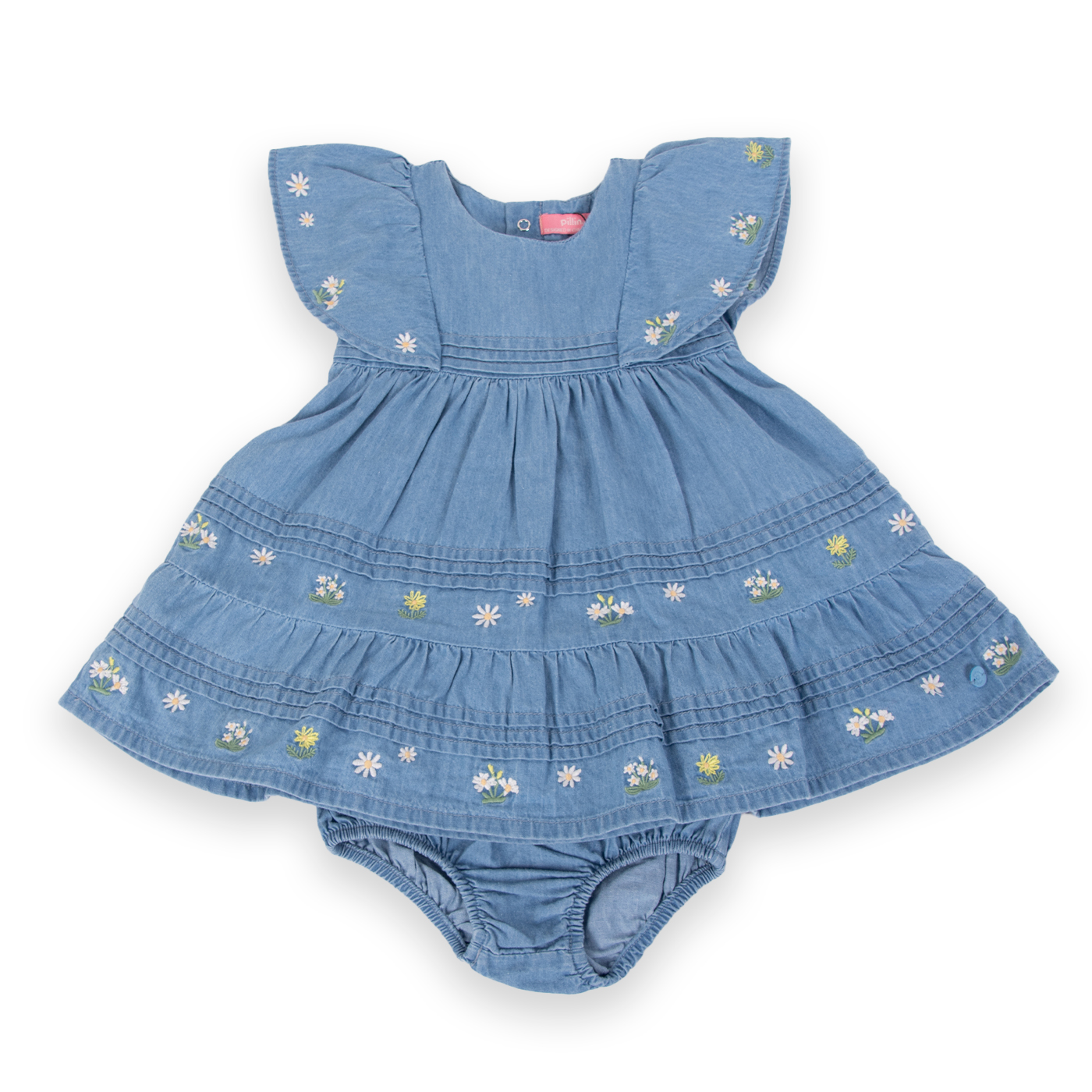 VESTIDO ALGODON NIÑA PILLIN CELESTE PVA709-24CEL BEBE - 1