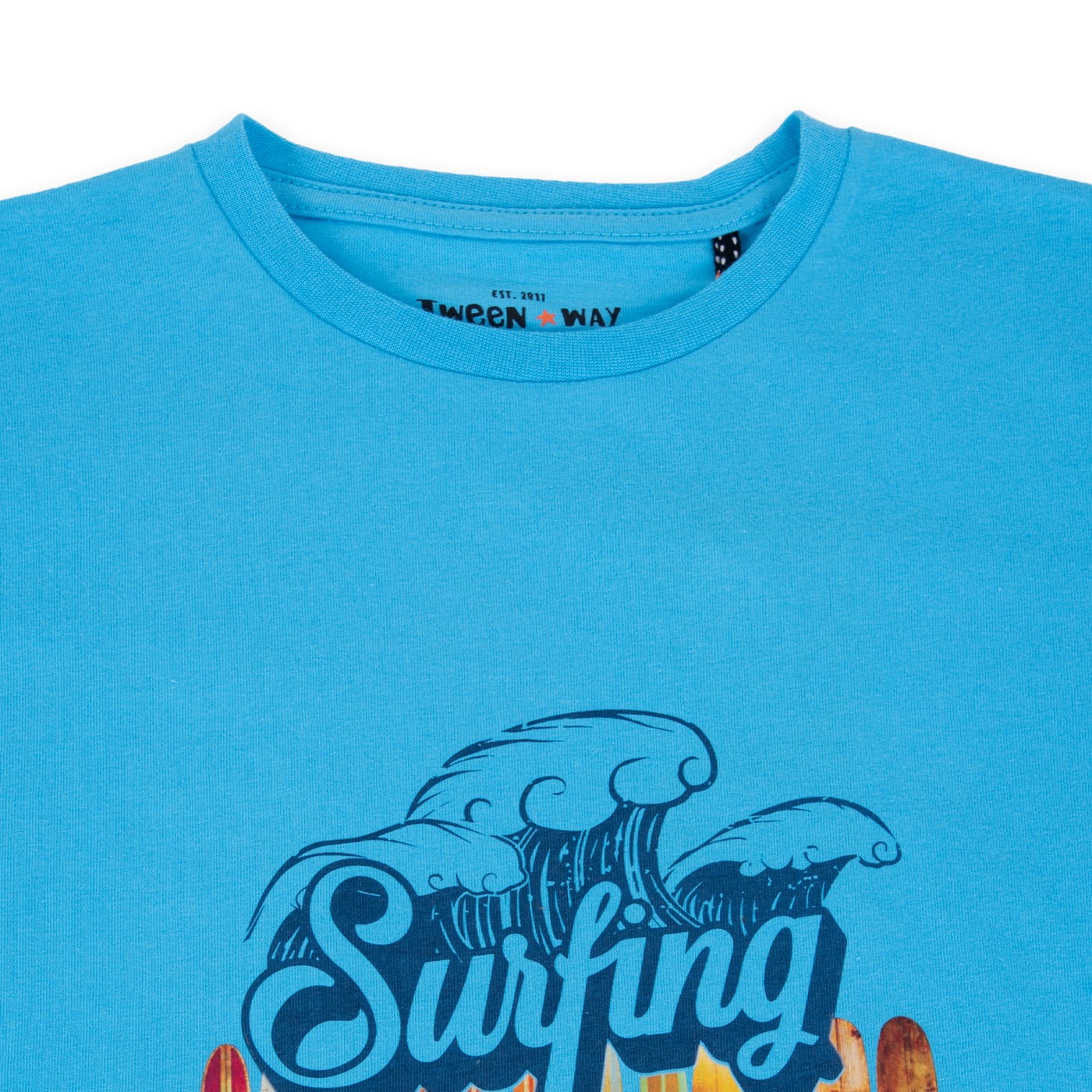 POLERA MANGA CORTA ALGODÓN NIÑO PILLÍN TVA619-24CAL TURQUESA - 2