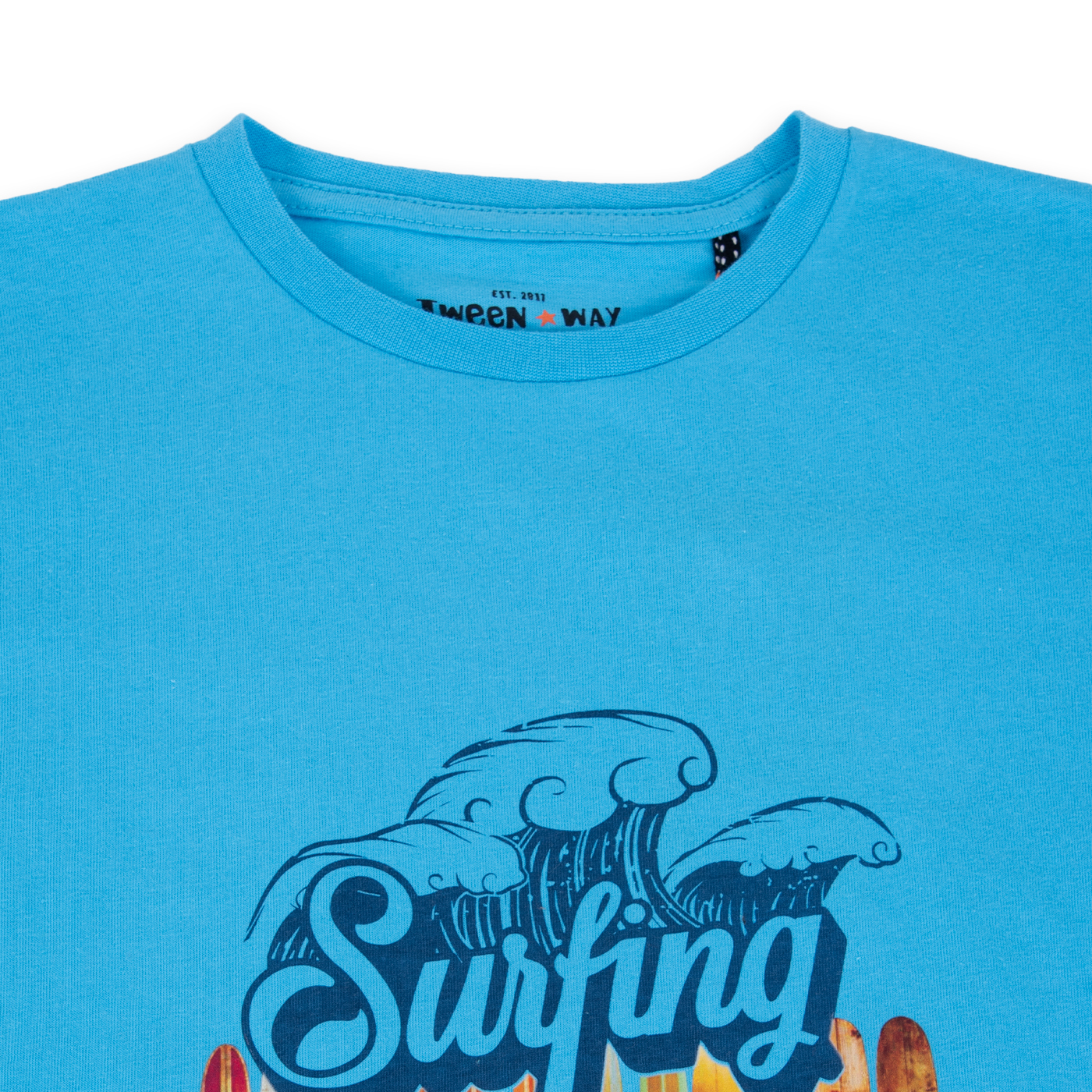 POLERA MANGA CORTA ALGODÓN NIÑO PILLÍN TVA619-24CAL TURQUESA - 2