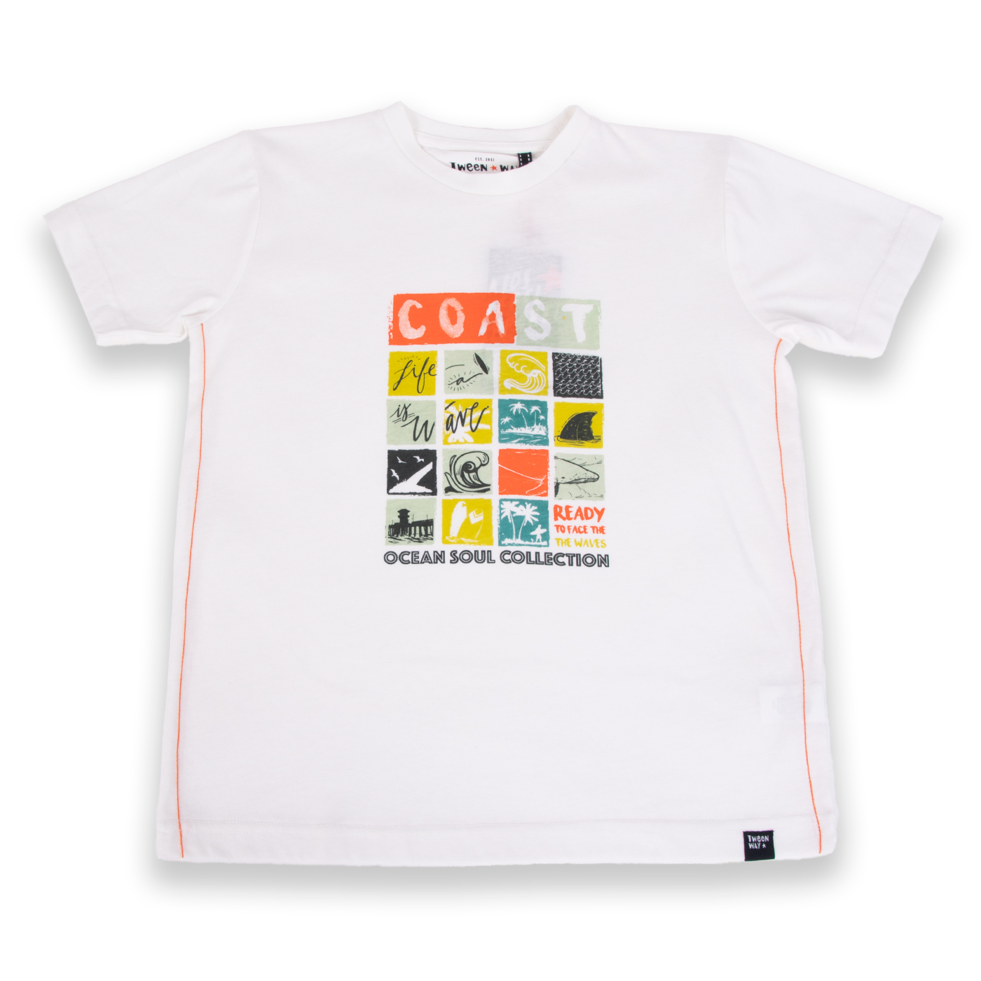 POLERA MANGA CORTA ALGODÓN NIÑO PILLÍN TVA621-24BCO - 1
