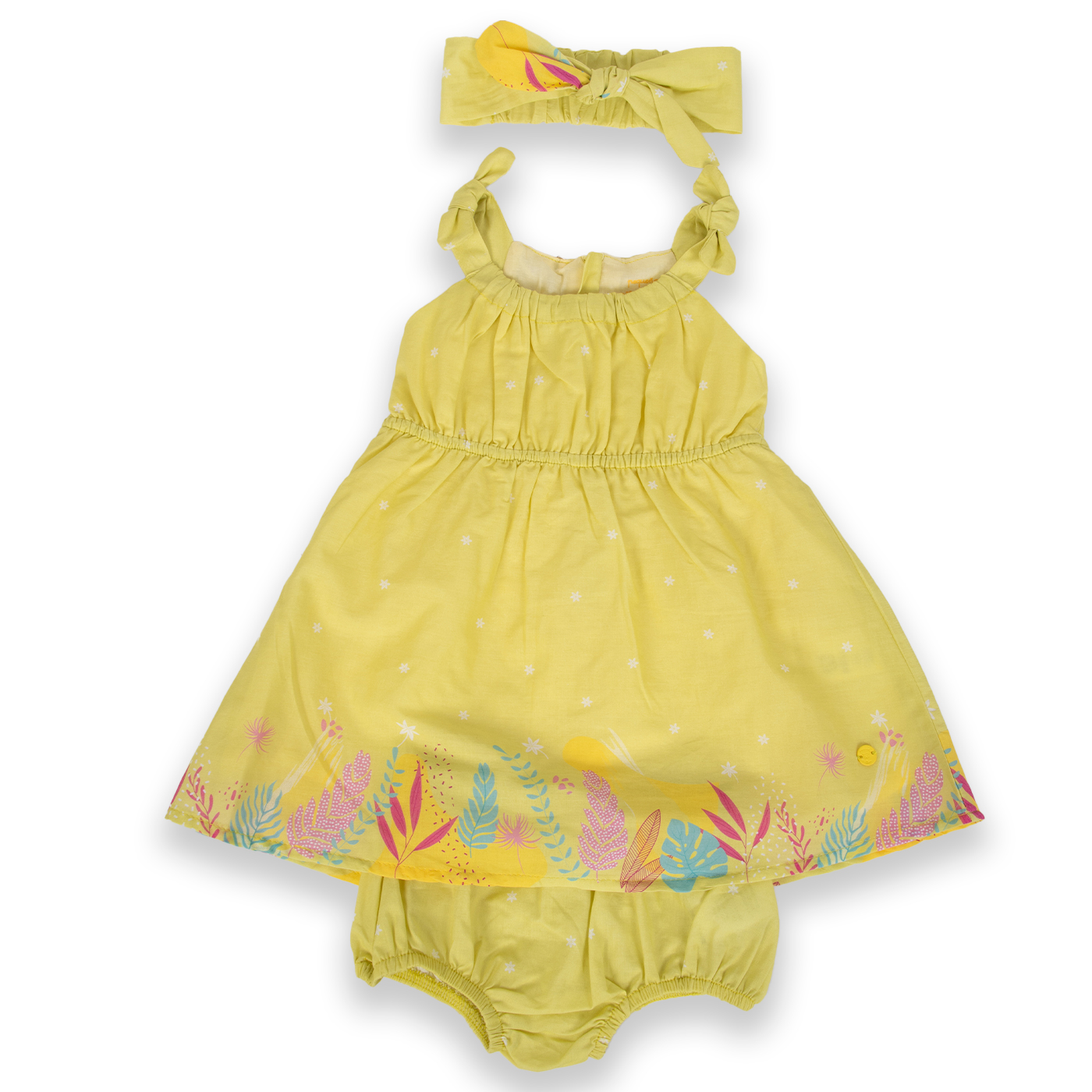 VESTIDO ALGODON NIÑA PILLIN AMARILLO PVA824-24AMA BEBE - 1