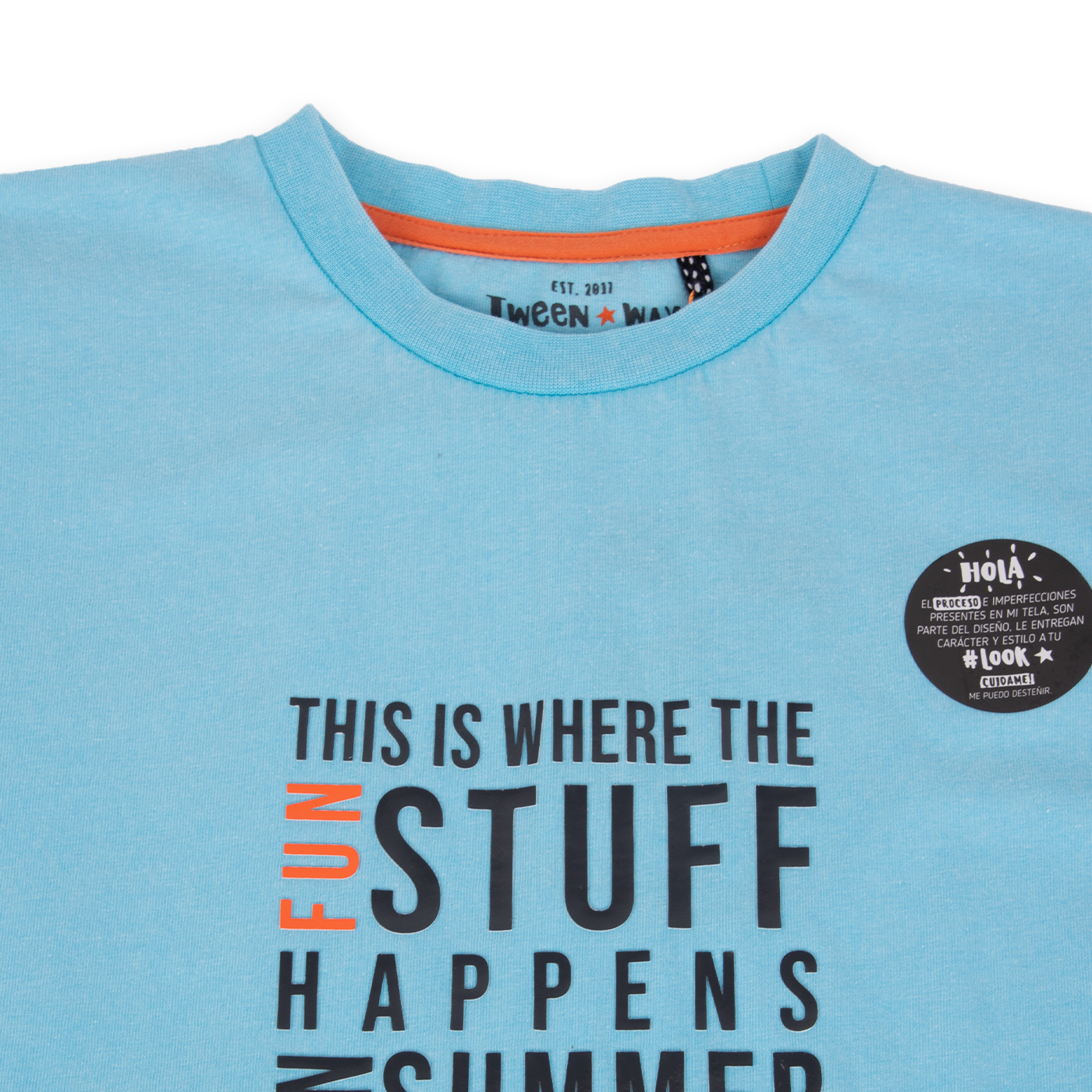 POLERA MANGA CORTA ALGODÓN NIÑO PILLÍN TVA618-24CAL TURQUESA - 2