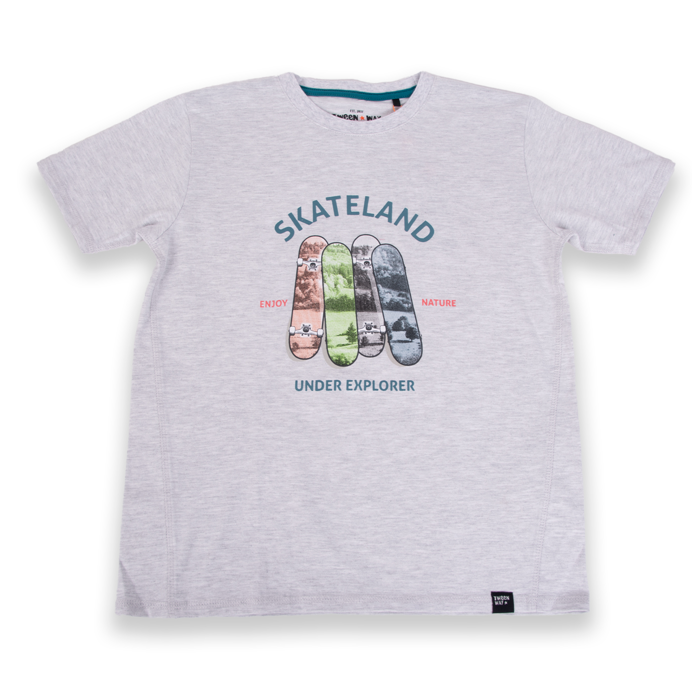 POLERA MANGA CORTA ALGODÓN NIÑO PILLÍN TVA608-24MLG GRIS CLARO - 1