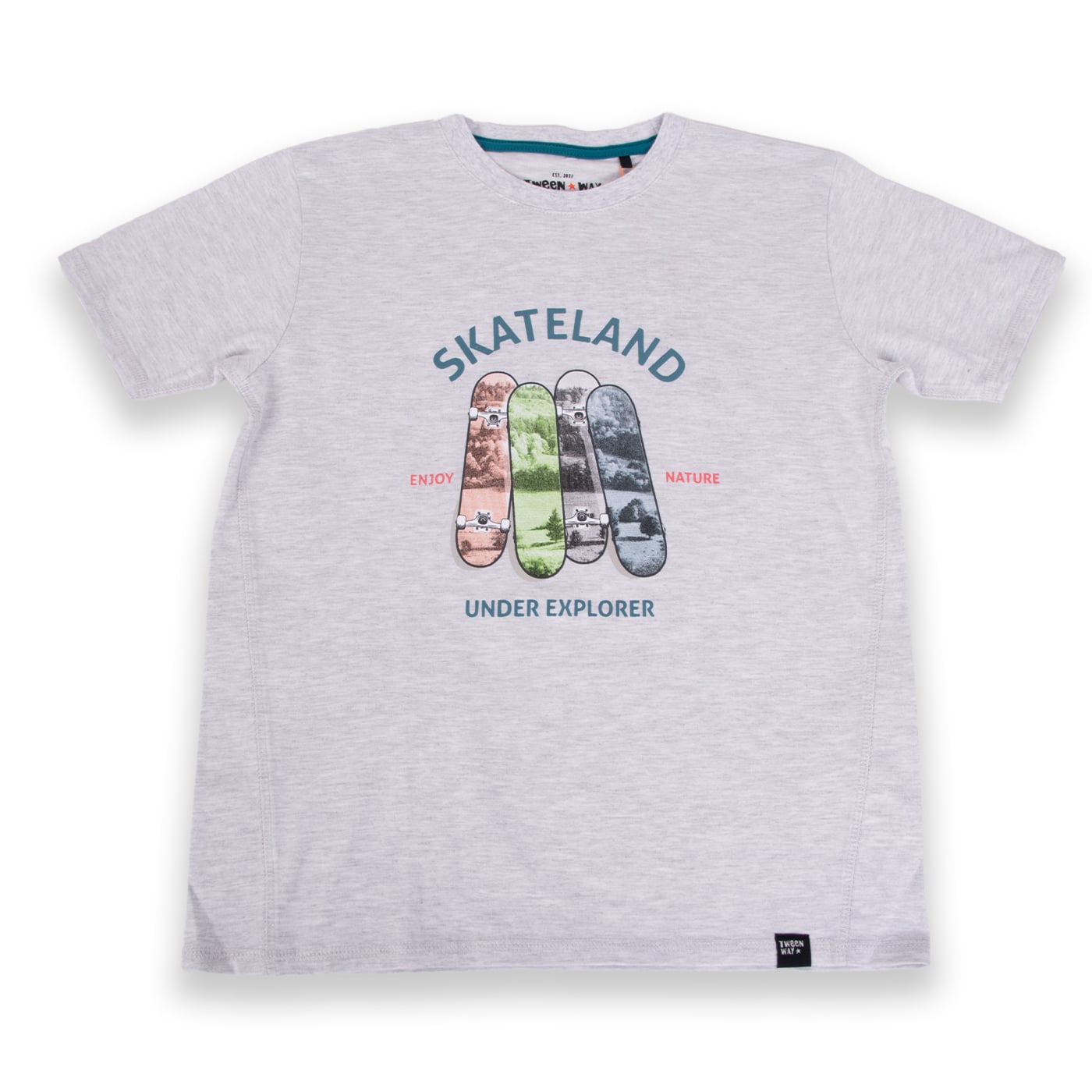 POLERA MANGA CORTA ALGODÓN NIÑO PILLÍN TVA608-24MLG GRIS CLARO - 1