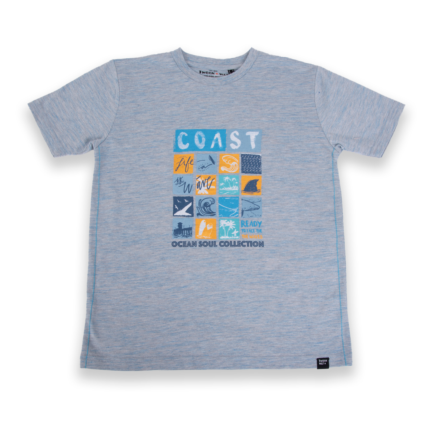 POLERA MANGA CORTA ALGODÓN NIÑO PILLÍN TVA621-24MLG GRIS CLARO - 1