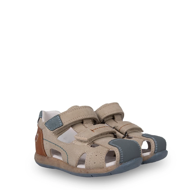 SANDALIA BEBE  NIÑO CERRADA DOBLE VELCRO BEIGE PILLIN - 1
