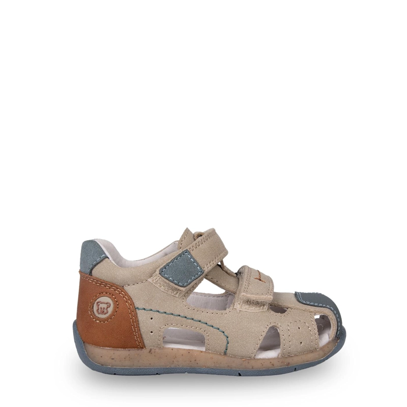 SANDALIA BEBE  NIÑO CERRADA DOBLE VELCRO BEIGE PILLIN - 2