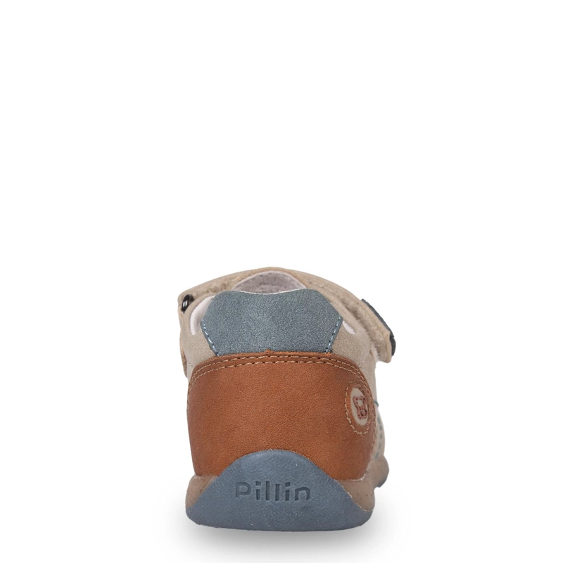 SANDALIA BEBE  NIÑO CERRADA DOBLE VELCRO BEIGE PILLIN - 4