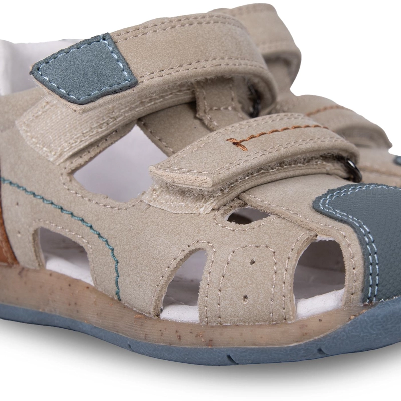 SANDALIA BEBE  NIÑO CERRADA DOBLE VELCRO BEIGE PILLIN - 5