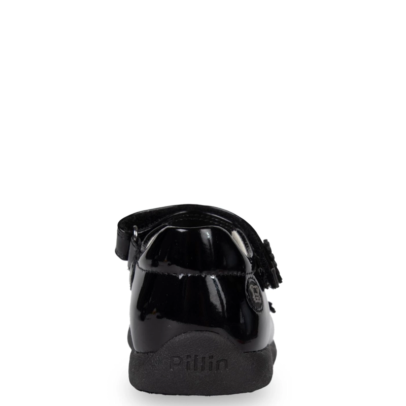 BALLERINA BEBE  NIÑA CHAROL CON FLORES NEGRO PILLIN - 4