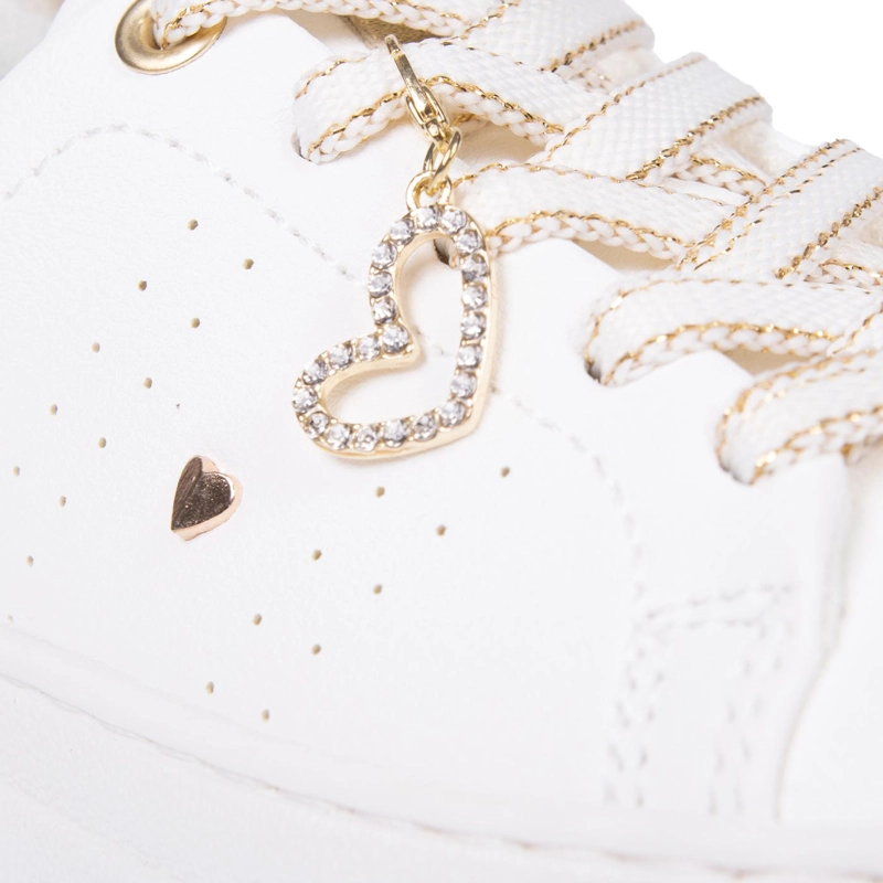 ZAPATILLA NIÑA CON CORDONES Y DETALLES DORADOS BLANCO PILLIN - 5