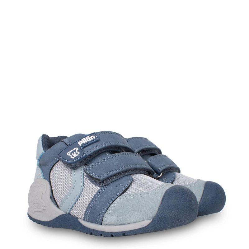 ZAPATILLA BEBE  NIÑO PASOS DOBLE VELCRO AZUL PILLIN - 1