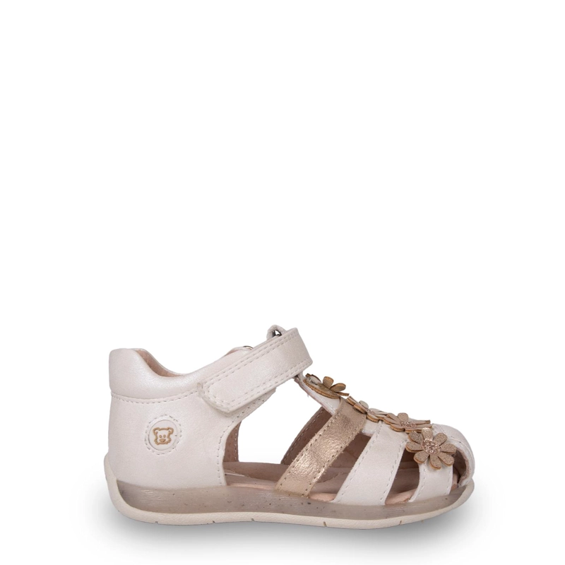 SANDALIA BEBE  NIÑA CERRADA FLORAL DORADO PILLIN - 2