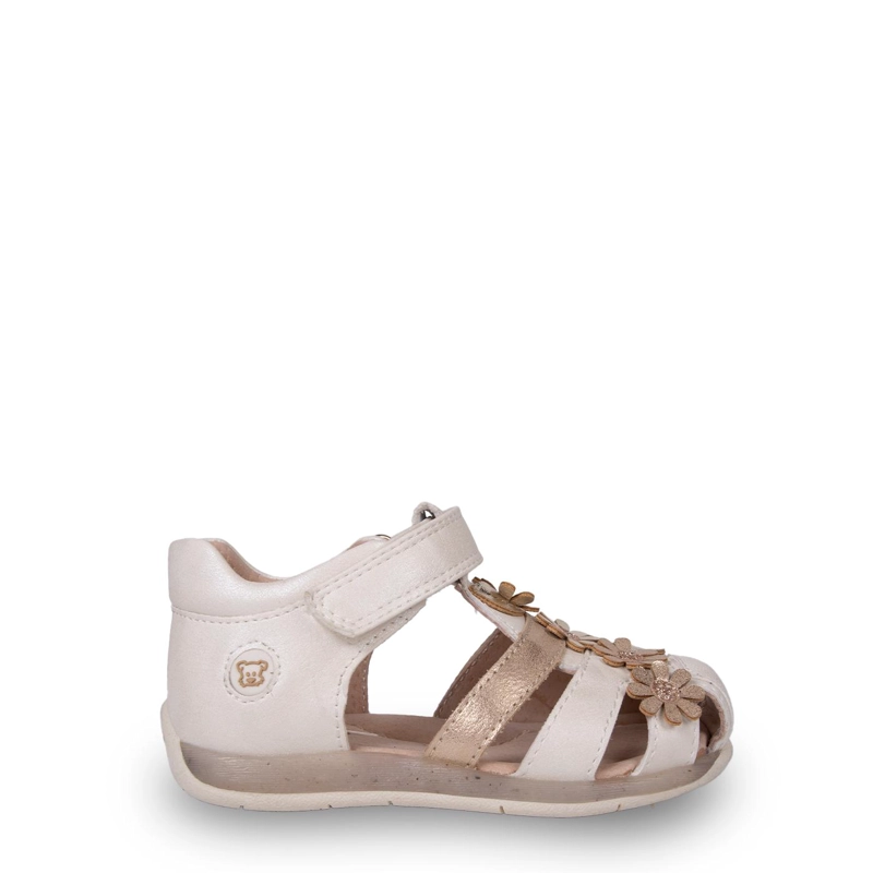 SANDALIA BEBE  NIÑA CERRADA FLORAL DORADO PILLIN - 2