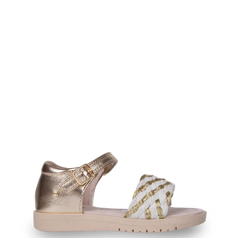SANDALIA NIÑA TEJIDA CON VELCRO AJUSTABLE DORADO PILLIN - 1