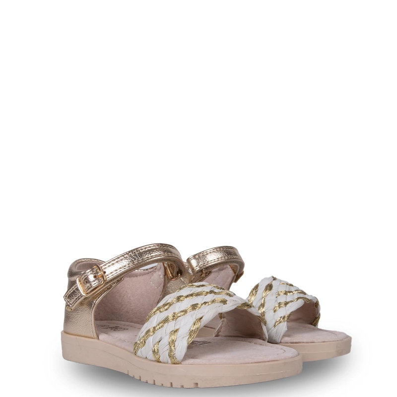 SANDALIA NIÑA TEJIDA CON VELCRO AJUSTABLE DORADO PILLIN - 2