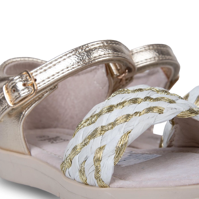 SANDALIA NIÑA TEJIDA CON VELCRO AJUSTABLE DORADO PILLIN - 5