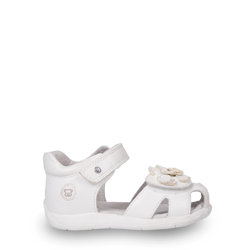 SANDALIA BEBE  NIÑA CERRADA CON FLORES BLANCO PILLIN - 2