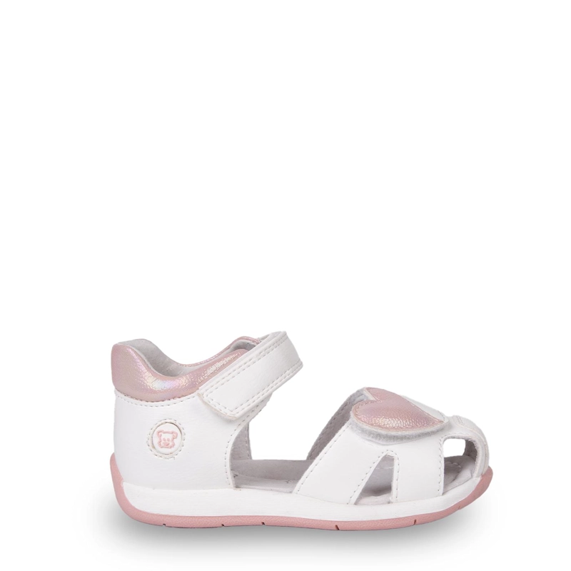 SANDALIA BEBE  NIÑA CON CORAZON  Y VELCROS AJUSTABLES BLANCO PILLIN - 2