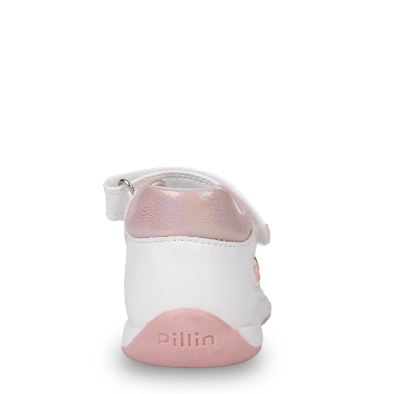 SANDALIA BEBE  NIÑA CON CORAZON  Y VELCROS AJUSTABLES BLANCO PILLIN - 4