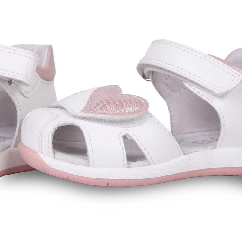 SANDALIA BEBE  NIÑA CON CORAZON  Y VELCROS AJUSTABLES BLANCO PILLIN - 5