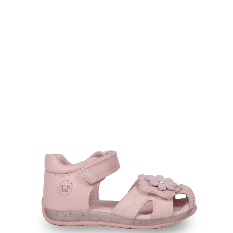 SANDALIA BEBE  NIÑA CERRADA CON FLOR  ROSADO PILLIN - 1
