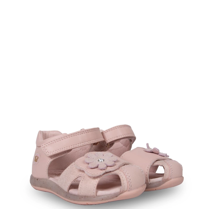 SANDALIA BEBE  NIÑA CERRADA CON FLOR  ROSADO PILLIN - 2