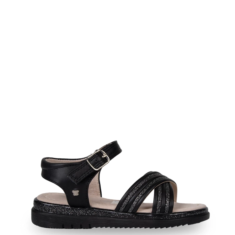 SANDALIA NIÑA BRILLOS CON VELCRO AJUSTABLE NEGRO PILLIN - 1