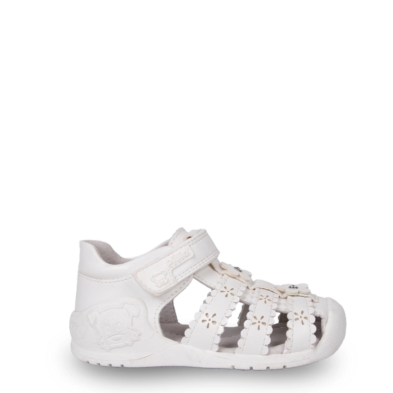 SANDALIA BEBE  NIÑA PASOS CERRADA FLORAL BLANCO PILLIN - 2
