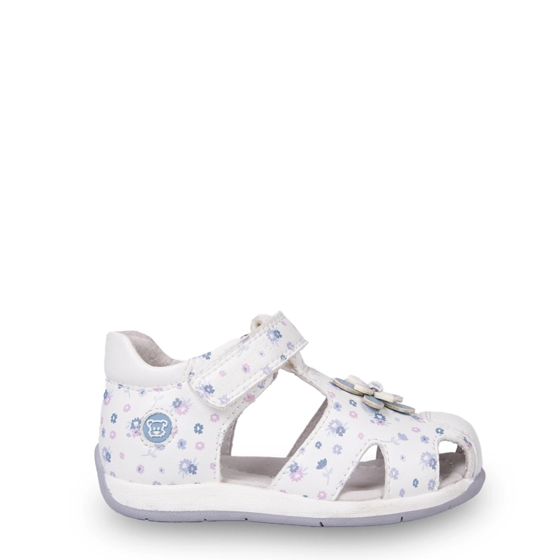 SANDALIA BEBE  NIÑA FLORAL CERRADA CON VELCRO CELESTE PILLIN - 2