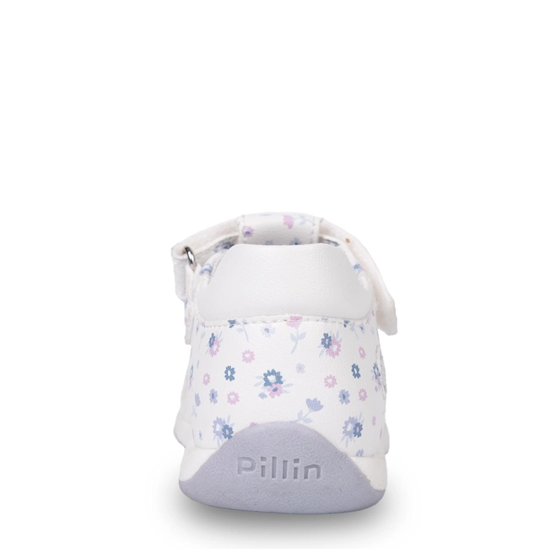 SANDALIA BEBE  NIÑA FLORAL CERRADA CON VELCRO CELESTE PILLIN - 4