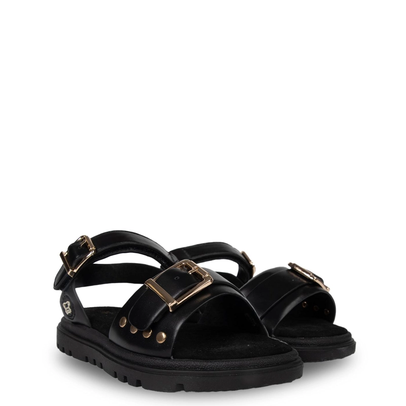 SANDALIA NIÑA CON HEBILLA Y VELCRO AJUSTABLE NEGRO PILLIN - 1