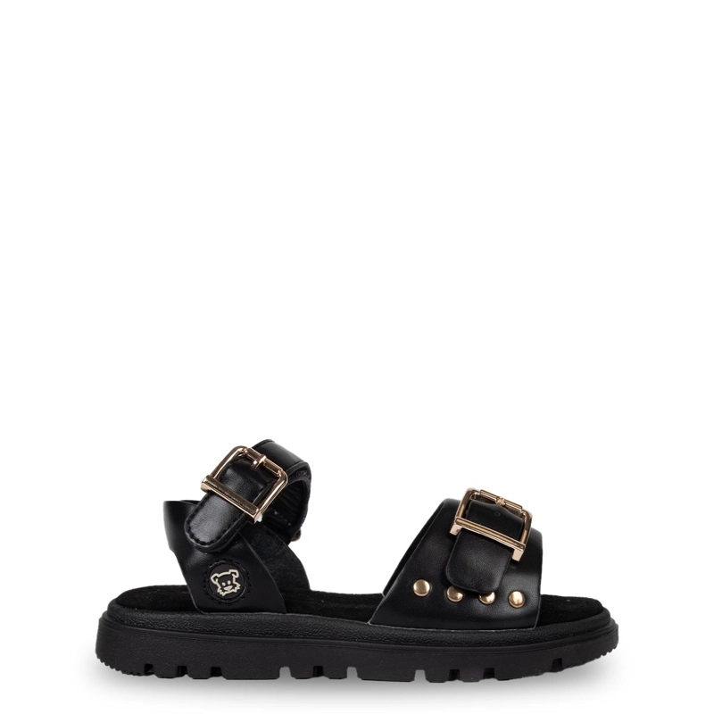 SANDALIA NIÑA CON HEBILLA Y VELCRO AJUSTABLE NEGRO PILLIN - 2