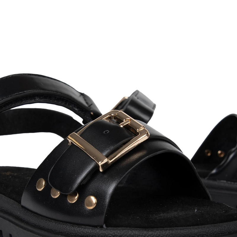 SANDALIA NIÑA CON HEBILLA Y VELCRO AJUSTABLE NEGRO PILLIN - 5