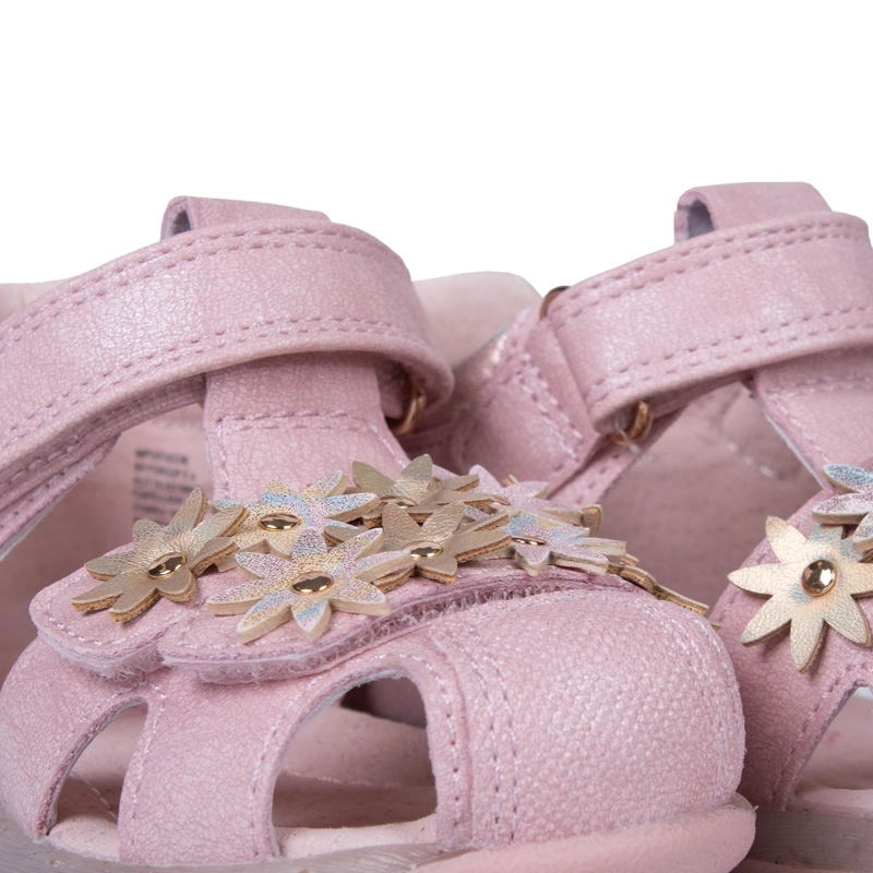 SANDALIA BEBE  NIÑA CERRADA CON VELCROS AJUSTABLES ROSADO PILLIN - 5