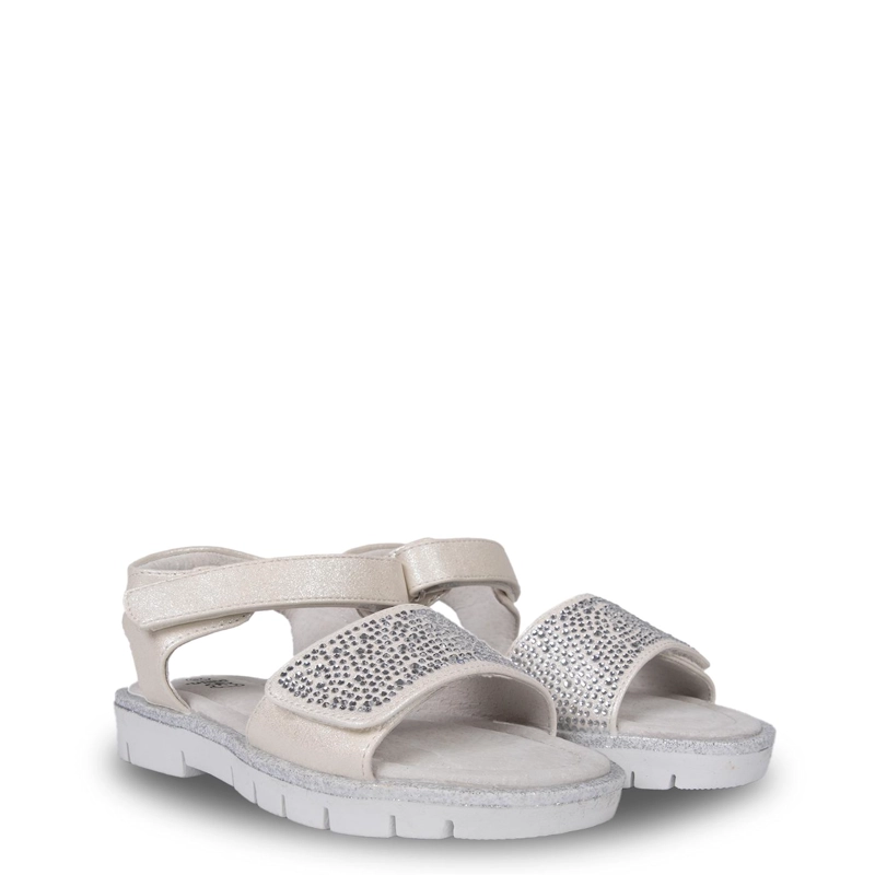SANDALIA NIÑA BRILLOS CON DOBLE VELCRO AJUSTABLE BLANCO PILLIN - 1