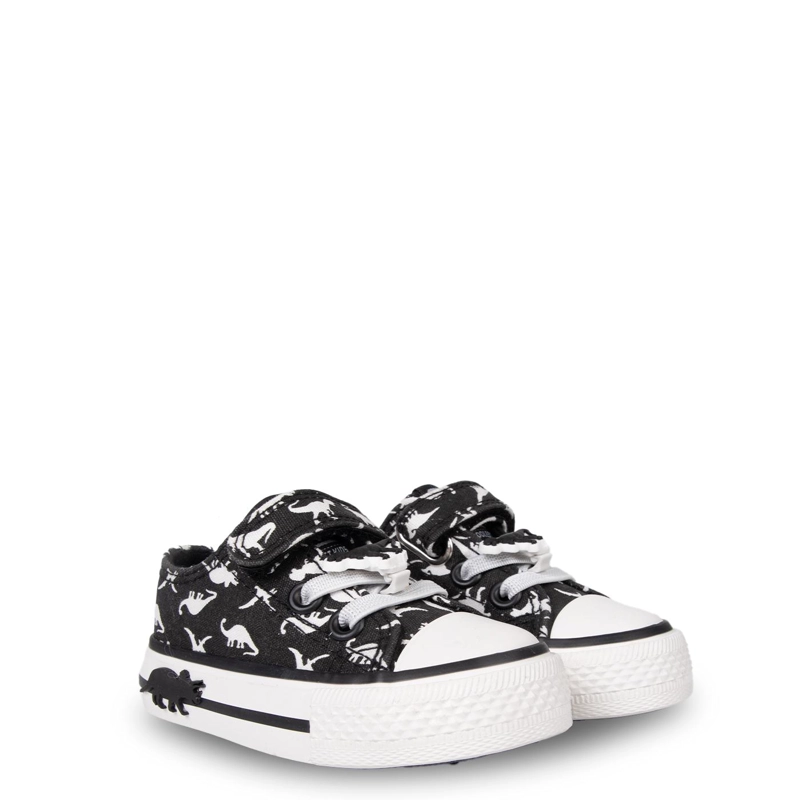 ZAPATILLA BEBE  NIÑO DE LONA CON DINOSAURIOS NEGRO PILLIN - 1