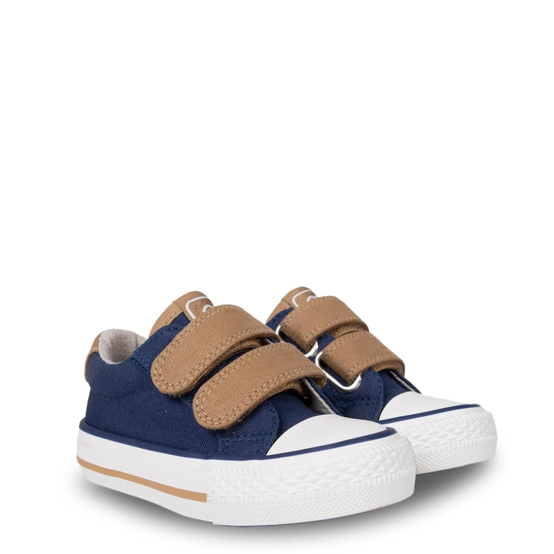 ZAPATILLA BEBE  NIÑO DE LONA DOBLE VELCRO AZUL MARINO PILLIN - 1