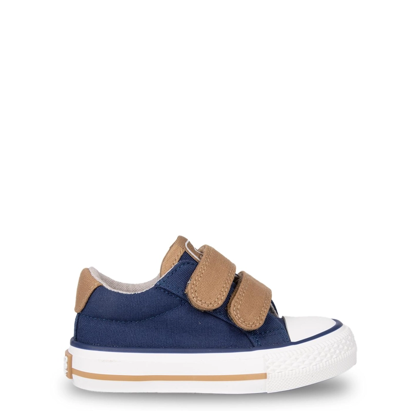 ZAPATILLA BEBE  NIÑO DE LONA DOBLE VELCRO AZUL MARINO PILLIN - 2